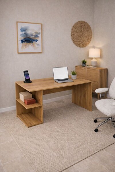 258 MoLife Arya Çalışma Masası, Kitaplıklı Bilgisayar Masası, Ofis Masası - Çam