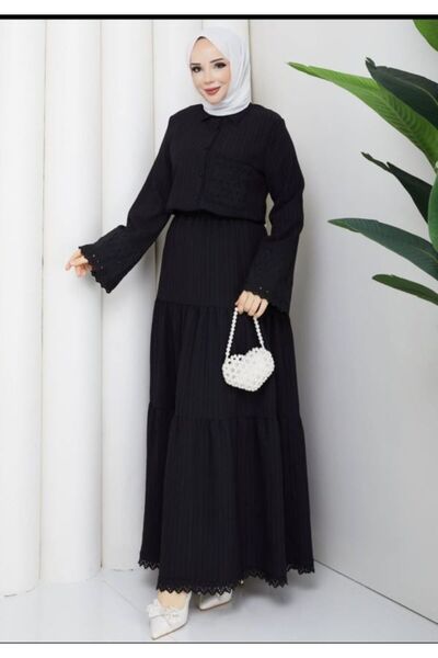 SHİROSA Double-Layered Top and Bottom Lace Detailed Set