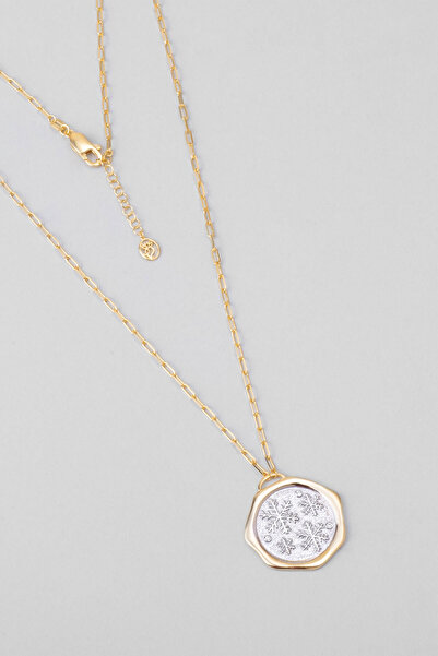 So CHIC... Kış Kristali 18 Ayar Sarı ve Beyaz Altın Kaplama 58 Cm Çift Tarafl...