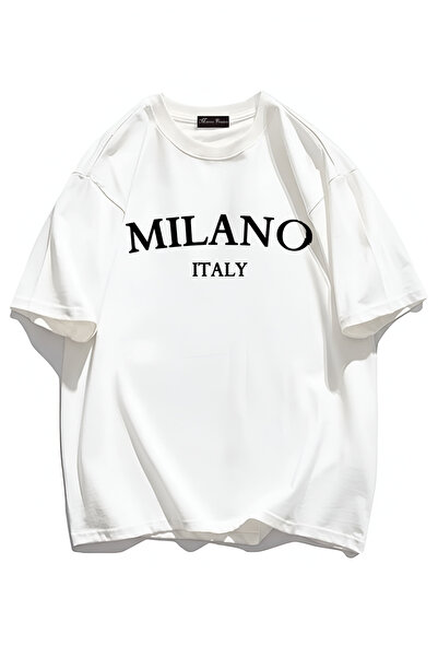 Marco Fresco Tricou unisex casual cu mânecă scurtă Milano Italia imprimat pen...