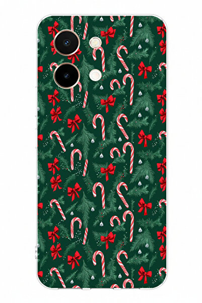 TechTree حافظة سيليكون متوافقة مع هاتف Vivo Y28 مطبوعة بتصميم شجرة عيد الميلا...