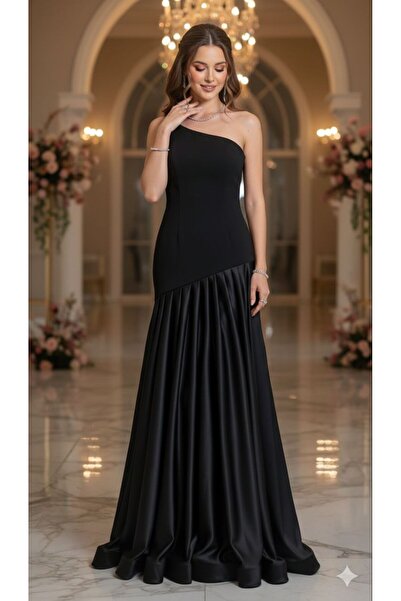 NARCISSUS FASHION Crepe evening dress with satin underneath