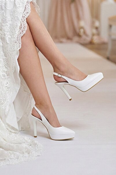 Erkan Saçmacı Scarlett Slingback, albi, vegani, cu vârf ascuțit, cu toc subți...