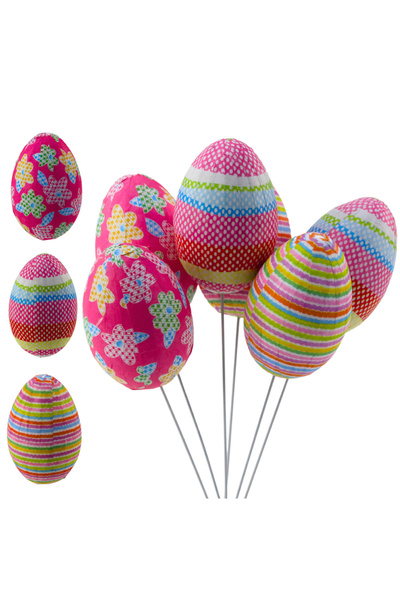 Three top online Ouă de Paște pe buline decorative cu flori, 6 buc.