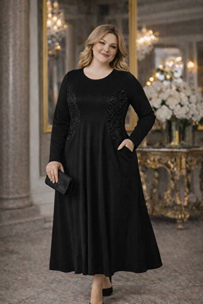 TUSSE Elegant Belted Pul Embroidered Seated Skirt Flowing Viscose Long Sleeve...