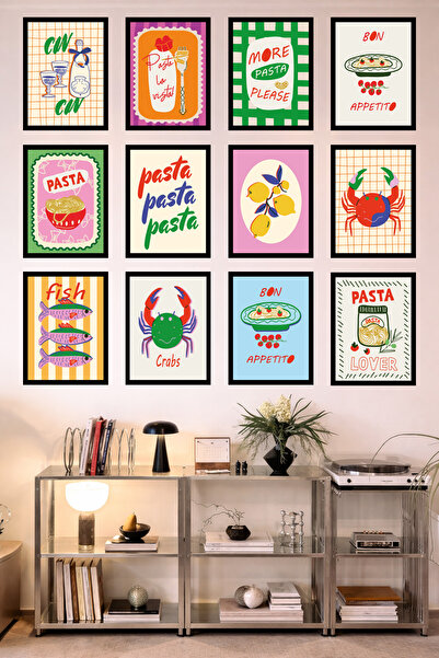 UNT 12-Frame Look Kitchen |   Modern |   Retro Wall Poster Painting Set – 15X...
