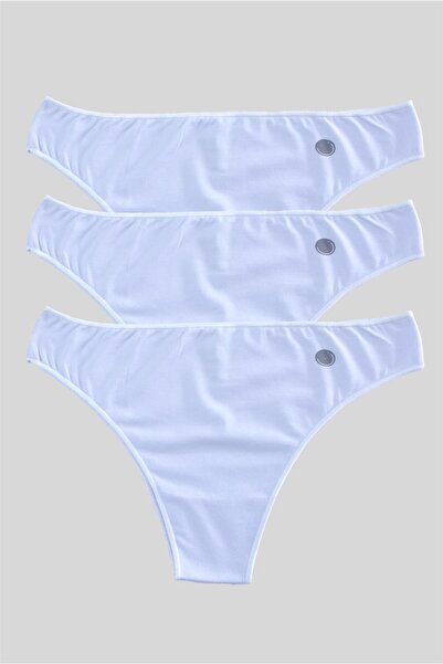 OBJE Women's White 3-Piece Brazilian Panties