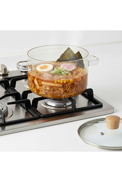 Salestore.ro Borosilicate glass pot, 3.5L, with lid and handles, transparent/...