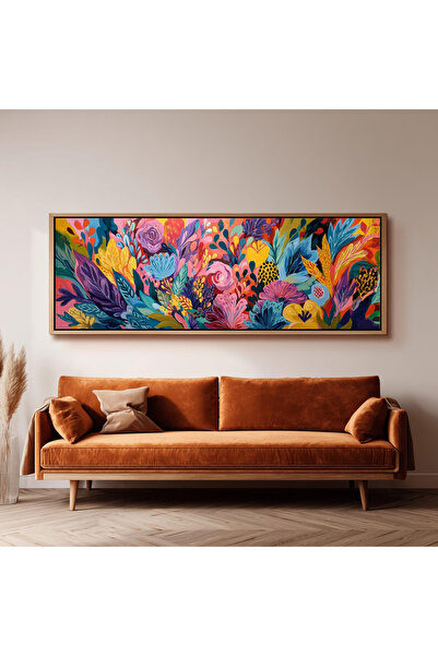 Tuba Decor Tek Parça Gerçek Ahşap Yatay Panorama Çerçeveli Tablo renkli tablo...