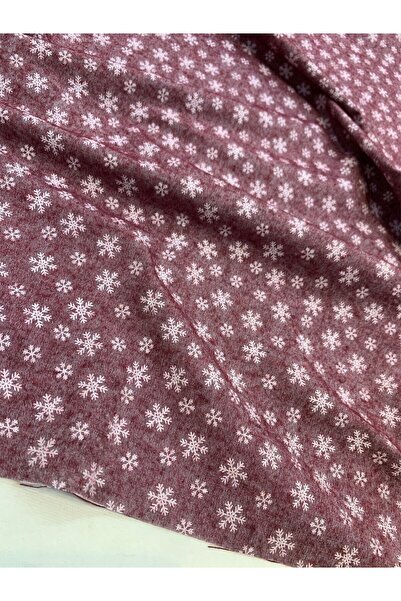 Yiğit Kumaş قماش شتوي بلون أحمر داكن بنمط ندفة الثلج يشبه الفلانيل - خفيف الو...