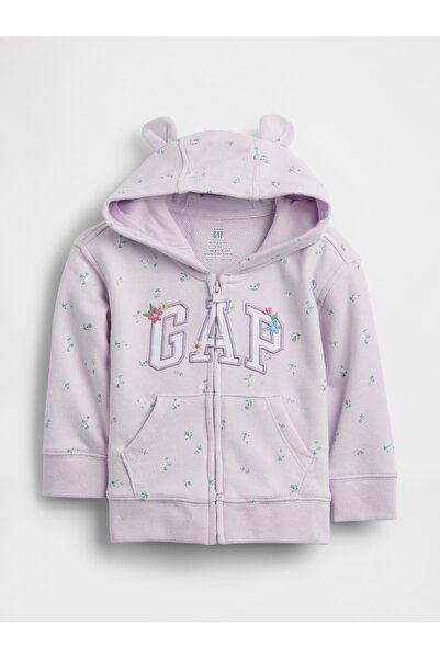 GAP Bebek Lila VintageSoft Terry Logo Fermuarlı Sweatshirt