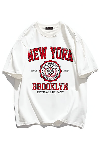 Marco Fresco تيشيرت للشباب مطبوع عليه نيويورك بروكلين بأكمام قصيرة للجنسين