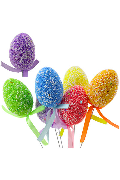 Three top online Ouă de Paște pe o sârmă cu modele colorate, panglică decorat...