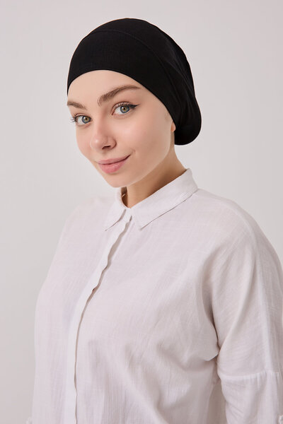 SilkTouch Black Turban Hijab Cap