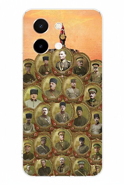 TechTree حافظة سيليكون مطبوعة متوافقة مع Vivo Y28 تحمل طباعة قادة أتاتورك وحر...