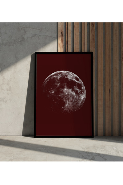 Rosaart Ahşap Çerçeveli Tablo -Ay Yüzeyi Tasarımlı Dekoratif Ay Tablosu-Çerçe...