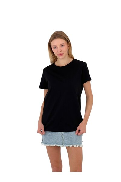 Miss Poem Black 100% cotton T-shirt with a round neck - Made in Turkey