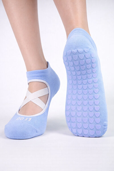 CARNAVAL SOCKS Blue Colored Pilates & Yoga Silicone Non-Slip Sole Booties Socks