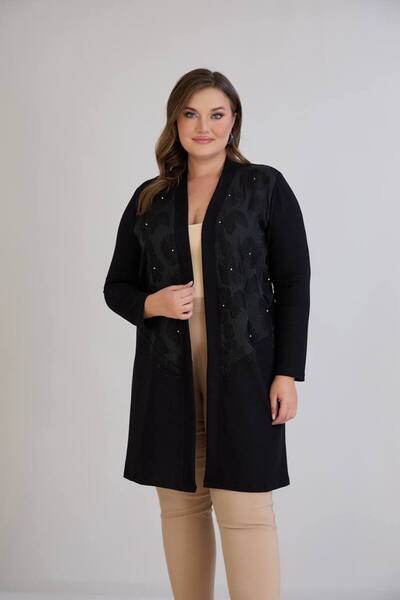 TUSSE Cardigan elegant din viscoză pentru femei, cu broderie florală, mărime ...