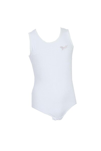 OBJE Kız Çocuk Beyaz Likralı Çıtçıtlı Atlet