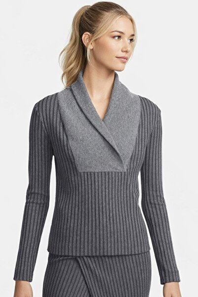 Nike Hanorac yoga cu guler șal, cu nervuri, croială lejeră, pentru femei, cu ...