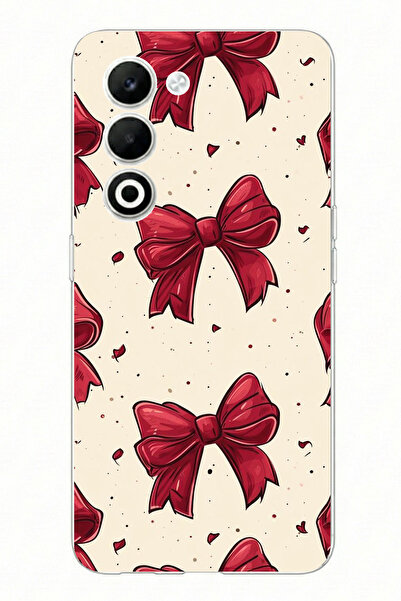 TechTree حافظة سيليكون مطبوعة بفيونكات حمراء كبيرة متوافقة مع OPPO A5 4G