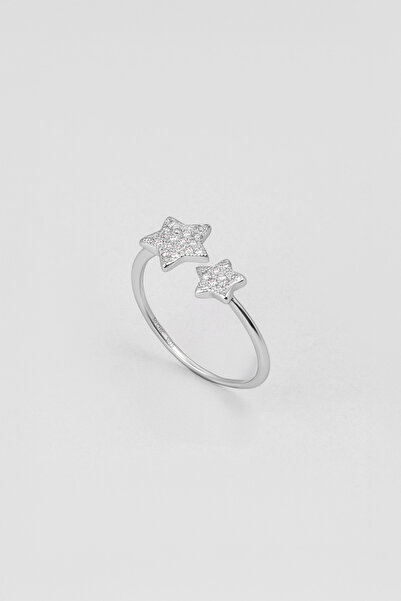 So CHIC... Akşam Yıldızı 18 Ayar Beyaz Altın Kaplama Gümüş Ayarlanabilir Yüzük