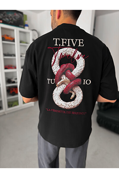 BYBASICMAN Black Snake Printed T-Shirt Tw-1042