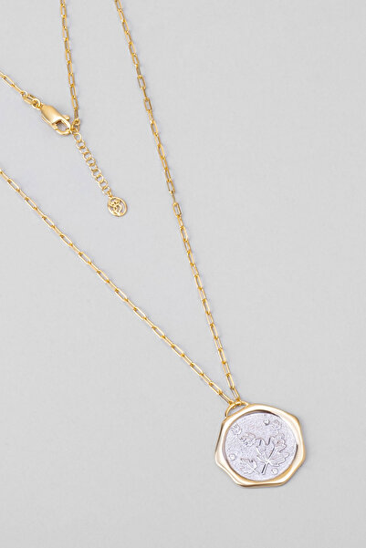 So CHIC... Sonbahar Yaprağı 18 Ayar Sarı ve Beyaz Altın Kaplama 58 Cm Çift Ta...