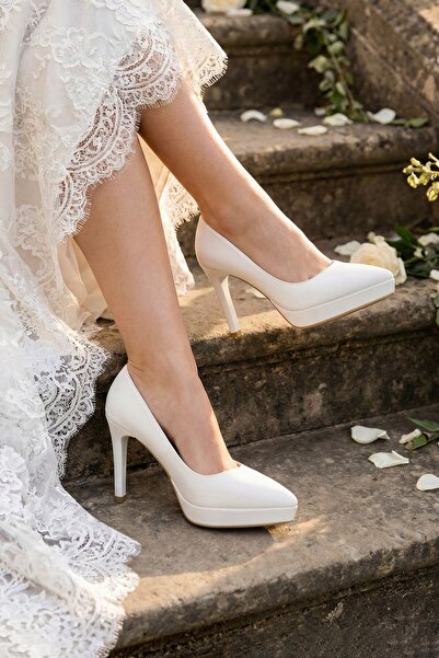 Erkan Saçmacı Scarlett Classic White Vegan Pantofi de mireasă cu vârf ascuțit...