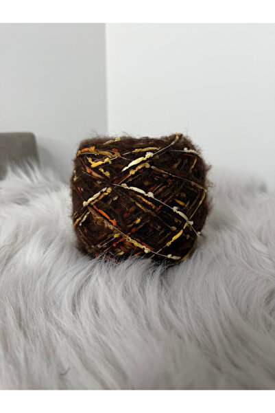 VELİNACOLLECTİON Kahverengi Sosis İp (Flameli ) Karışımlı 3 Katlı Moher Örgü ...