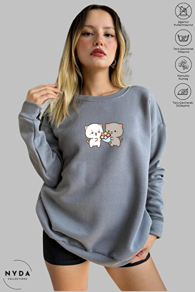 Nyda Collections Unisex Bubu Dudu Printed Crew Neck Hoodless Oversized 100% C...