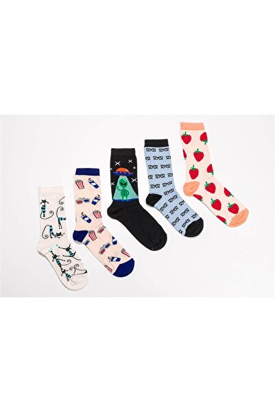 OBJE Unisex Cinema Pattern 5-Piece Socks