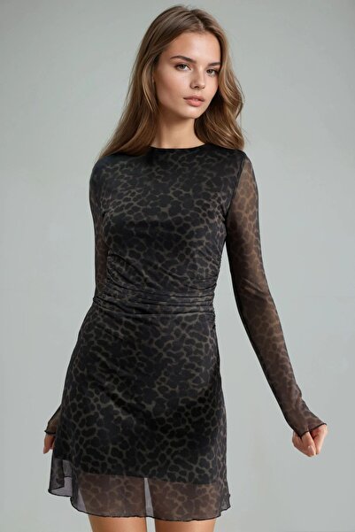 Hiccup Rochie mini BUSEM cu imprimeu leopard, croială în A