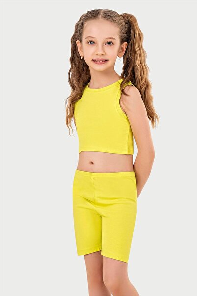 OBJE Girl's Neon Green Halter Neck Tank Top