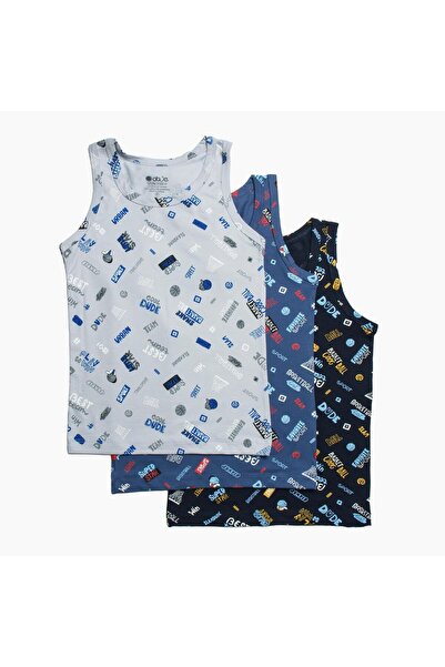 OBJE Boy's Assorti Basketball Pattern 3-Piece Undershirt