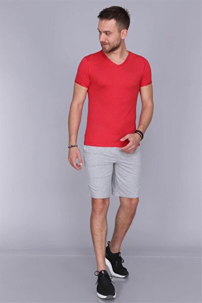 OBJE Men's Red V-Neck Half Sleeve Undershirt