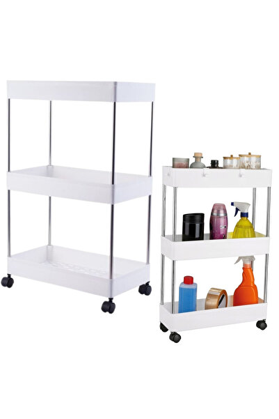 Three top online Mobile Shelf 3 Shelves White on Wheels