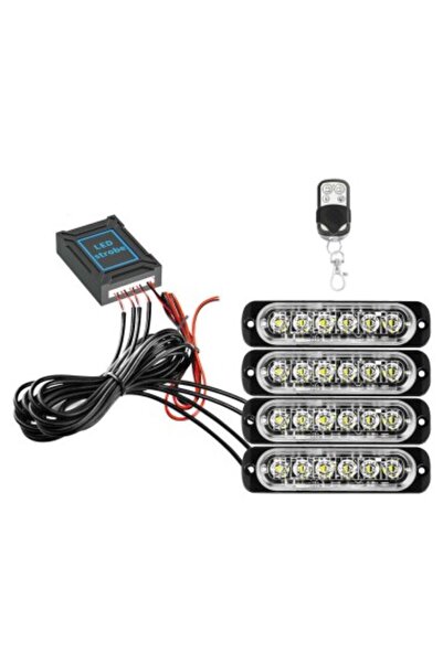 Xenon Bright Set de 4 lumini stroboscopice portocalii 12/24V cu telecomandă w...