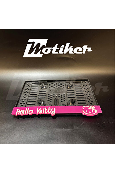 Motiker Pleksi Plakalık Pembe Üstüne Beyaz Hello Kitty Tasarımlı Motosiklet P...