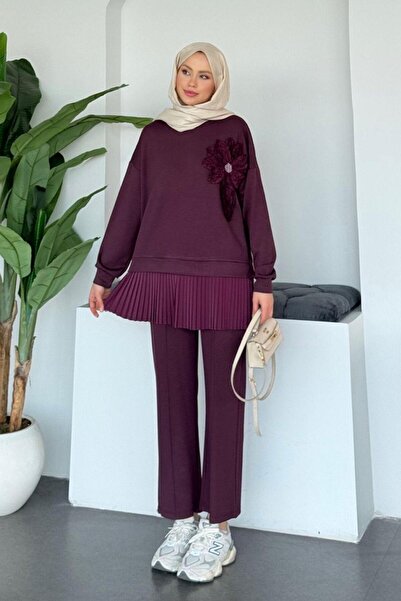 Şulemoda Giyim Damla Pleated Suit Plum
