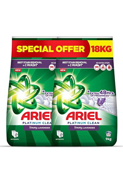 Laxum Arial Fast Dissolving Laundry Detergent Powder with Lavender, (2x9) 18 KG