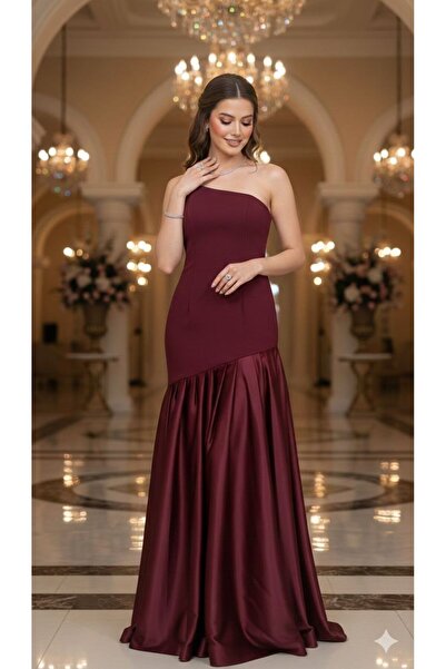 NARCISSUS FASHION Crepe evening dress with satin underneath