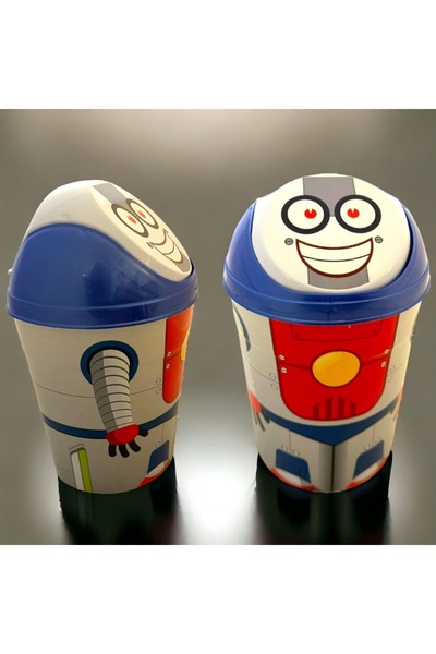 OEM Children's room trash can, robot design, 4 L, manual folding lid