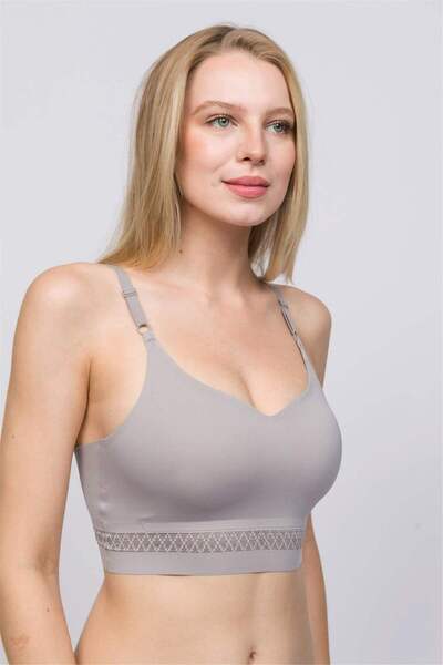 OBJE Women's Gray Laser Cut Bralet