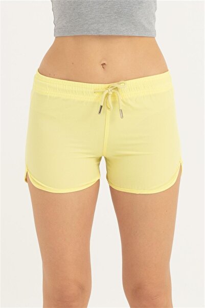 OBJE Women's Yellow Lycra Swim Shorts