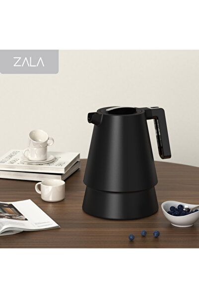ZALA Modern Black 1 Liter Thermos Flask with Black Glossy Handle – Glass Line...