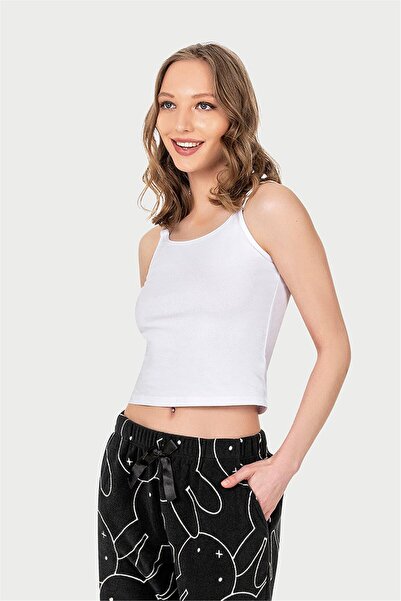 OBJE Women's White Double Strap Crop Top