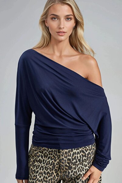 Hiccup Busem Boat Neck Draped Blouse