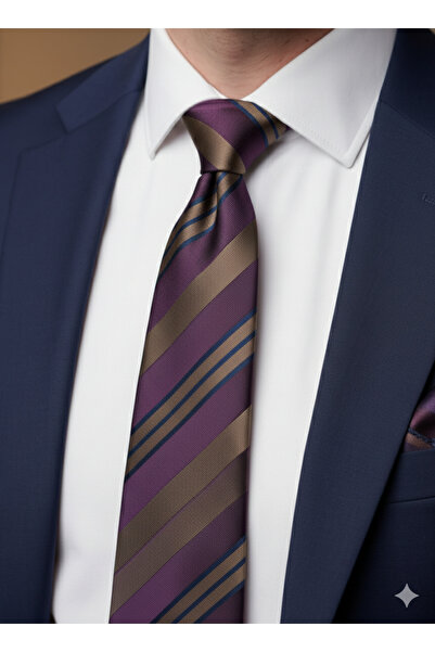 Gutiero Κλασική Γραβάτα με Μαντήλι με Σχέδιο Δαμασκηνί